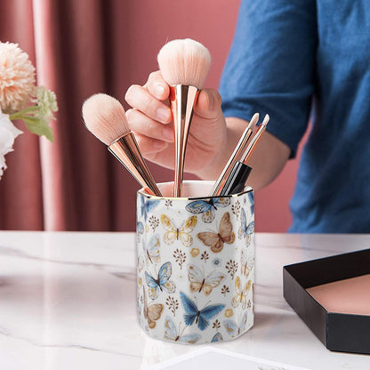 Jwest Pen Holder, Makeup Brush Holder Ceramic Shiny Gold Leopard Cheetah Pattern Animal Pencil Cup for Girls Women Durable Stand Desk Organizer Storage Gift for Office, Classroom, Home Light Brown