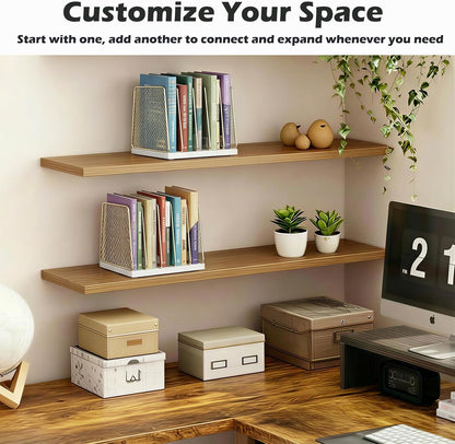 AUPSEN 5-Section Gold File Organizer for Desk, Wood Mesh Desktop File Organizer, File Sorter Storage Rack, Vertical Folder Holder for Files, Magazines, Books (Gold)