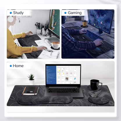 Gimars Upgrade Enlarge Silky and Superfine Fabric Gel Memory Foam Keyboard Wrist Rest Set, Ergonomic Keyboard Mouse Wrist Support for Typing Pain Relief, Comfort for Office, Gaming, Computer