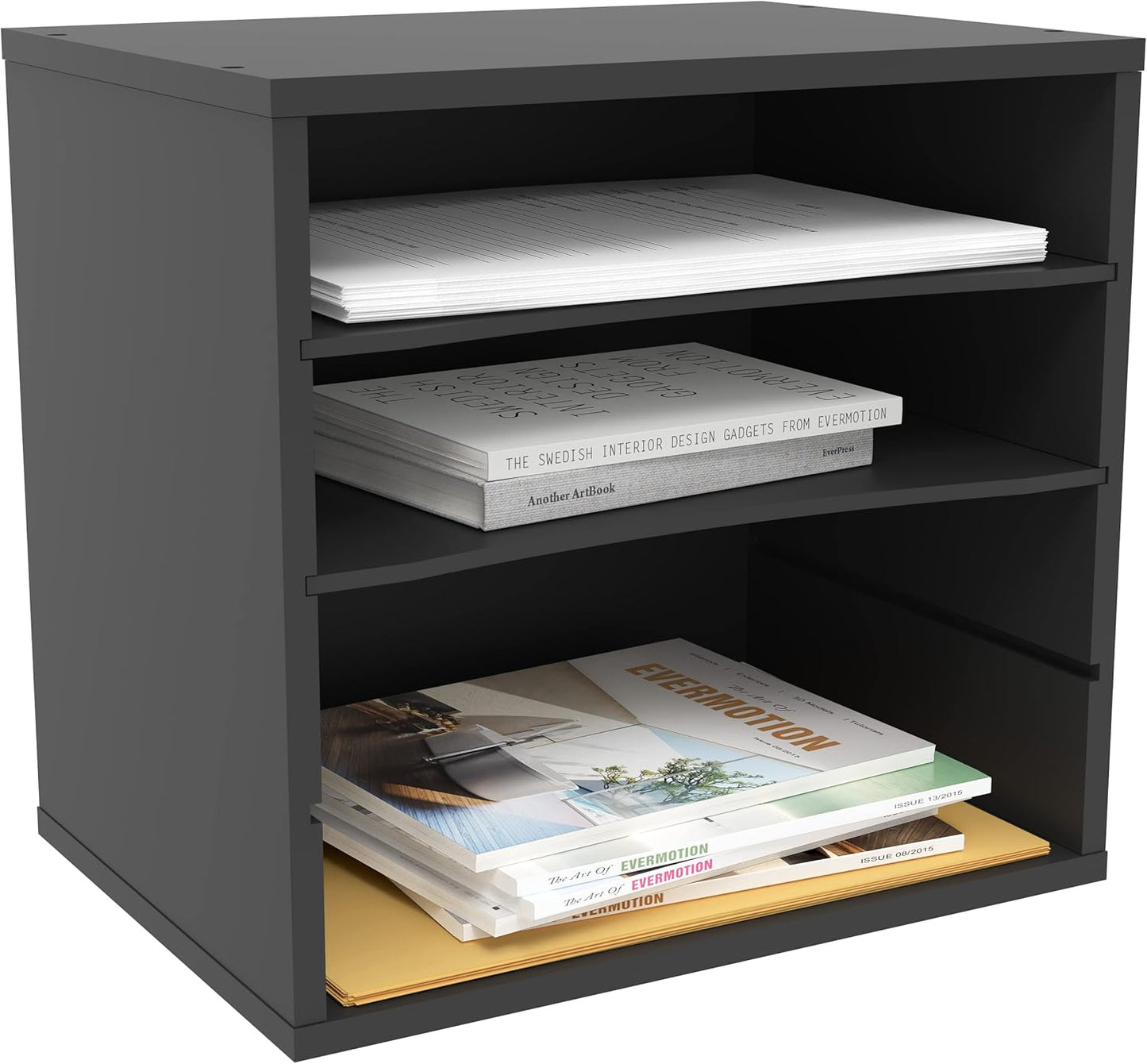 Ballucci 4-Tier Paper Organizer for Desk, Stackable Organizer Tray, Desk Storage Shelves, Stacking Letter Paper Tray Sorter for Classroom, Office, White