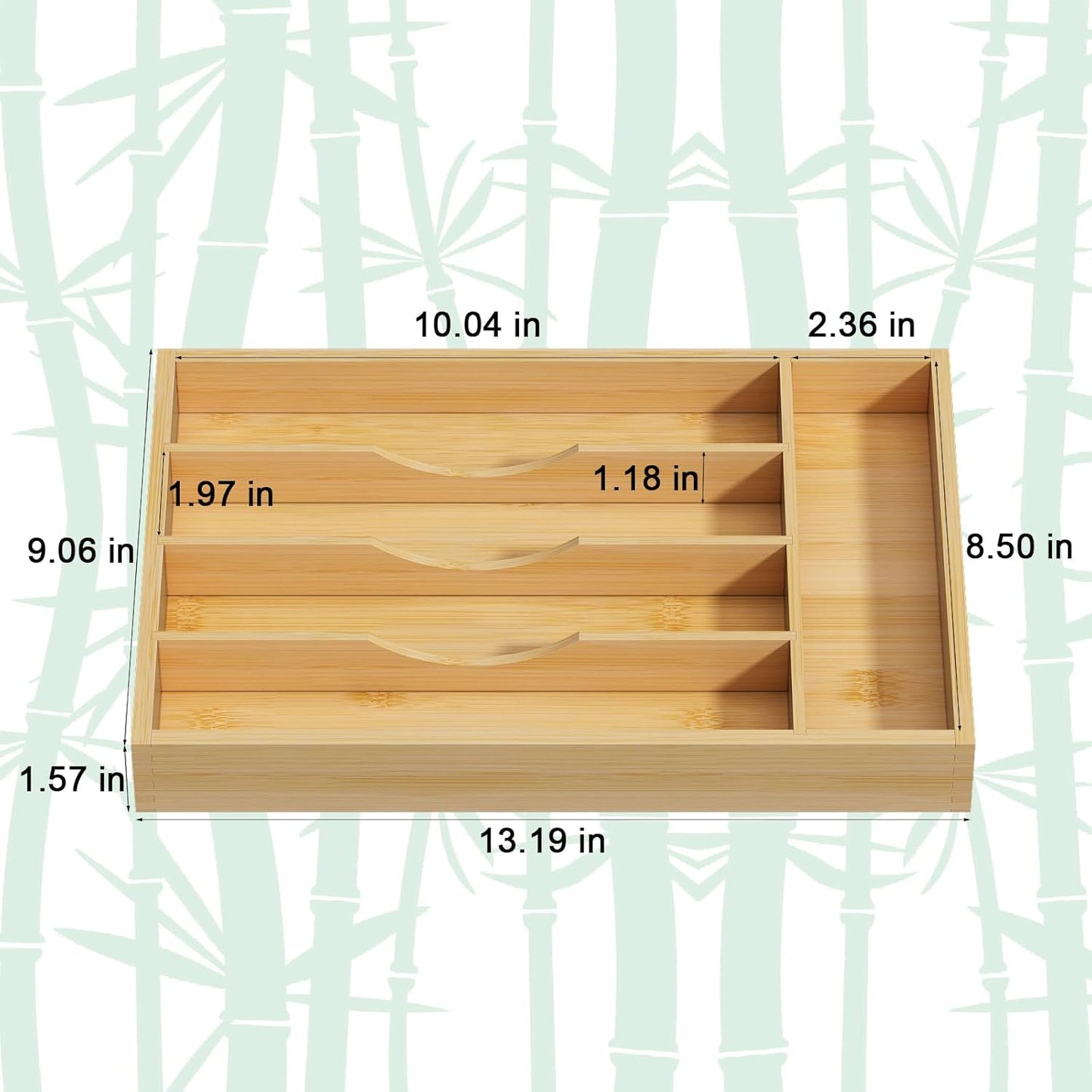 Youpehom Bamboo Utensil Organizer for Kitchen Drawers, Expandable Utensil Tray and Cutlery Silverware Holder,Wood Drawer Dividers with 7 Adjustable Slots