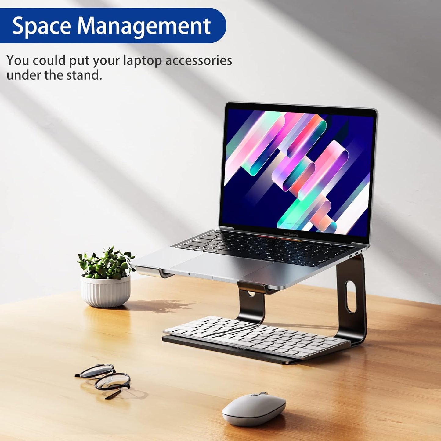 BESIGN LS03 Aluminum Laptop Stand, Ergonomic Detachable Computer Stand, Notebook Riser, Laptop Mount Compatible with Air, Pro, Dell, HP, Lenovo More 10-15.6" Laptops, Silver