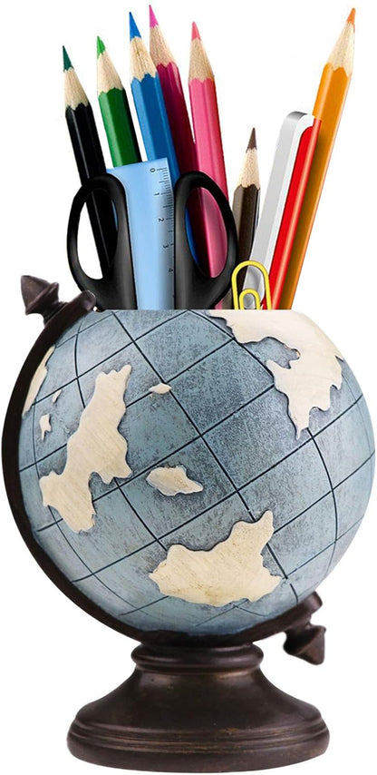 MUAMAX Globe Pen Pencil Holder for Desk Pen Organizer for Desk Desktop Organizer Pencil Cup Pot Desktop Accessories for Home Office School