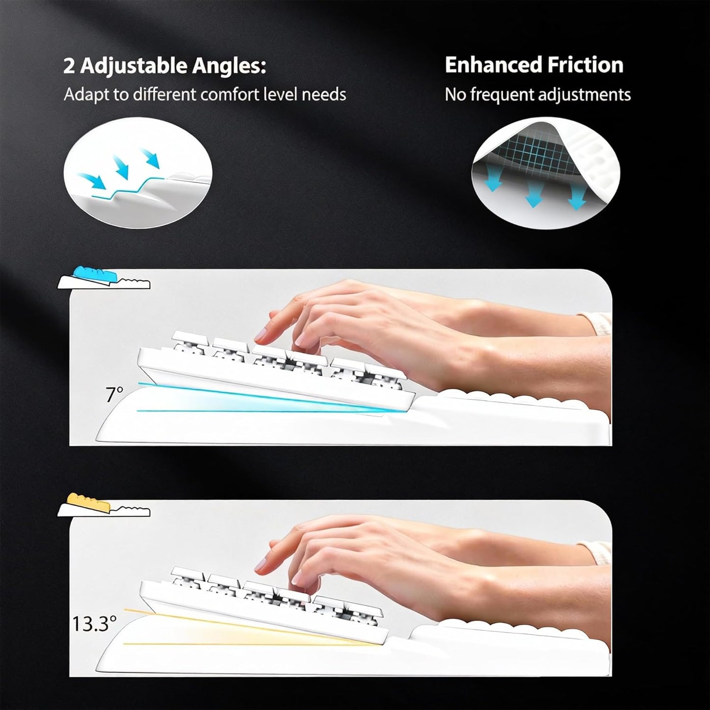 Wrist Rest for Keyboard, Ergonomic Keyboard Stand with Wrist Rest, Soft Memory Foam Wrist pad with Non-Slip Base & Dust Brush, Comfort for Office, Work, Gaming- Black