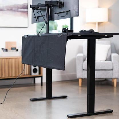VIVO 48 Inch Clamp-on Privacy and Cable Management Organizer Sleeve, Wire Hider Kit Panel System, Desk Skirt, Black, DESK-SKIRT-48P