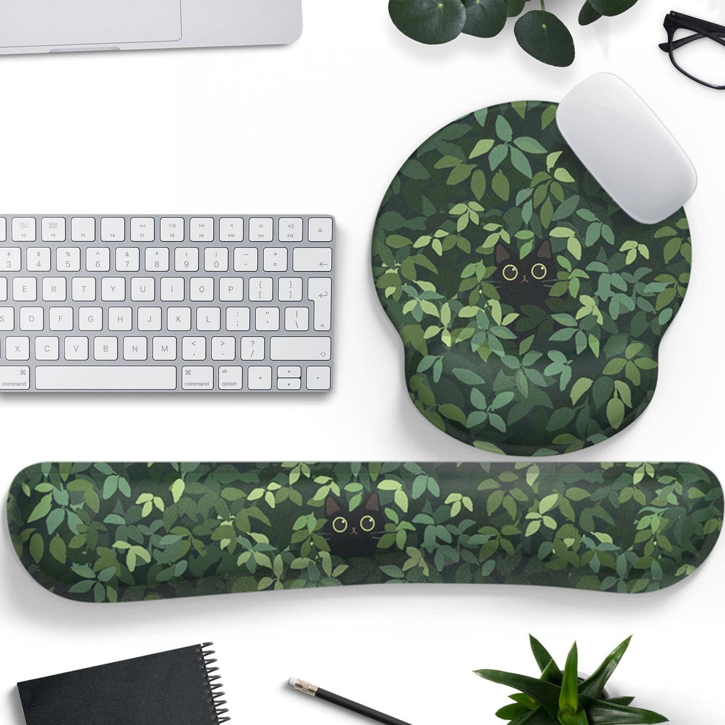 Ghost Book Mousepad with Wrist Rest Halloween Computer Keyboard Mouse Pad Black Cute, Mouse Pad with Wrist Rest for Computer Keyboard, 2 In1 Mousepad with Wrist Support Easy Typing&Relieve Wrist Pai