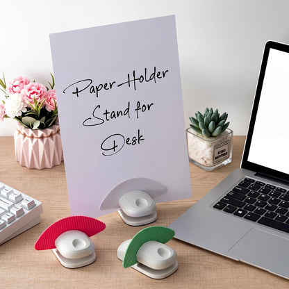 Faccito 3 Pcs Paper Holder Stand for Typing Non-Slip Mat Desktop Folder Document Holder with Anti-Slip Pads Portable Copy Stand Desktop Clamp for A4 Paper Office Reading (White,Blue,Red)