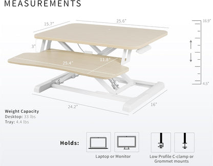 VIVO 26 inch Desk Converter, K Series, Height Adjustable Sit to Stand Riser, Dual Monitor and Laptop Workstation with Keyboard Tray, Black, DESK-V026KB