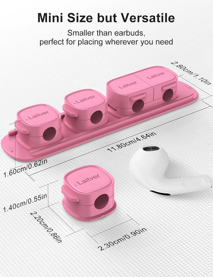 6 Pack Magnetic Cable Clips [1s Open/Lock], Laitver Cord Organizer Holder Strong Adhesive Desk Cable Management- Organize Charging Cords Neatly for Home, Office, Car,Desk, Nightstand