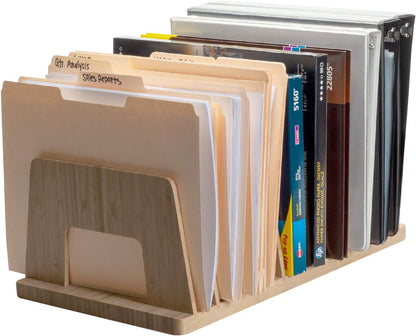 MobileVision Bamboo Desktop File Folder Organizer and Paper Tray, 7 Slots