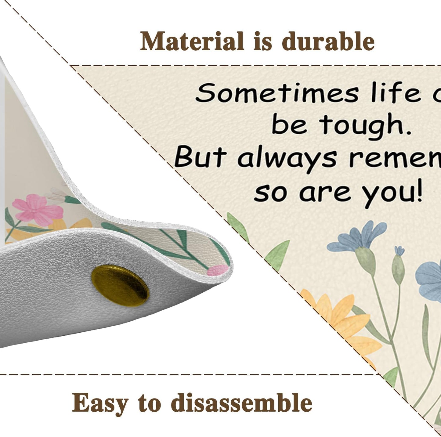 Inspirational Gifts for Women Jewelry Valet Tray, Motivational Positive Affirmations Gifts for Women, Blue Retro Nightstand Desk Accessories PU Leather Tray Organizer for Jewelry Rings Watches