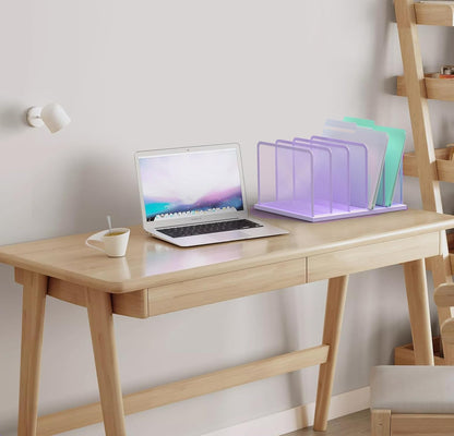 Kuntine.B Desk File Organizer 5 Sections Upright Mesh Desktop Organizer File Sorter Office Organization File Holder for Home, Office & Classroom