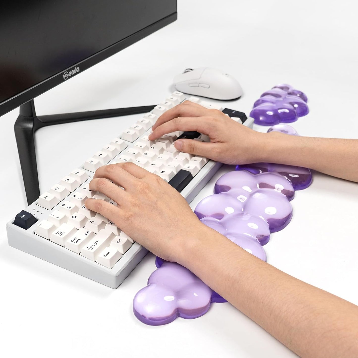 Clear Gel Wrist Rest for Keyboard and Mouse, Green Silicone Mouse Wrist Rest Set, Cute Ergonomic Wrist Rest for Keyboard 60%/75%(Green)