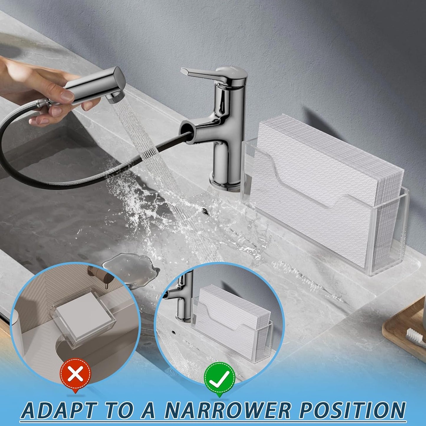 Transparent Acrylic Napkin Holder Clear Guest Paper Disposable Hand Towel Dispenser Tray Organizer For Table Home Kitchen Restaurant and Hotel Business