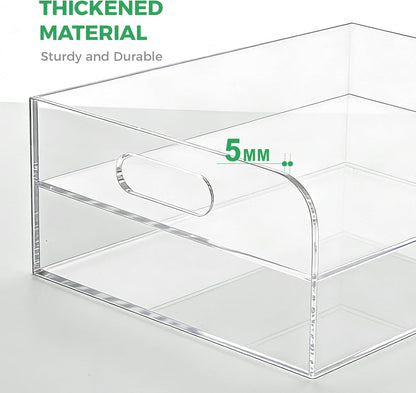 2-Tier Clear Acrylic Paper Trays, Desk File Organizer, A4 Paper Holder, Low-Profile Desk File Sorter for Office/Home, Clear Stackable Letter Tray for Bills, Crafts, Notebooks - Horizontal