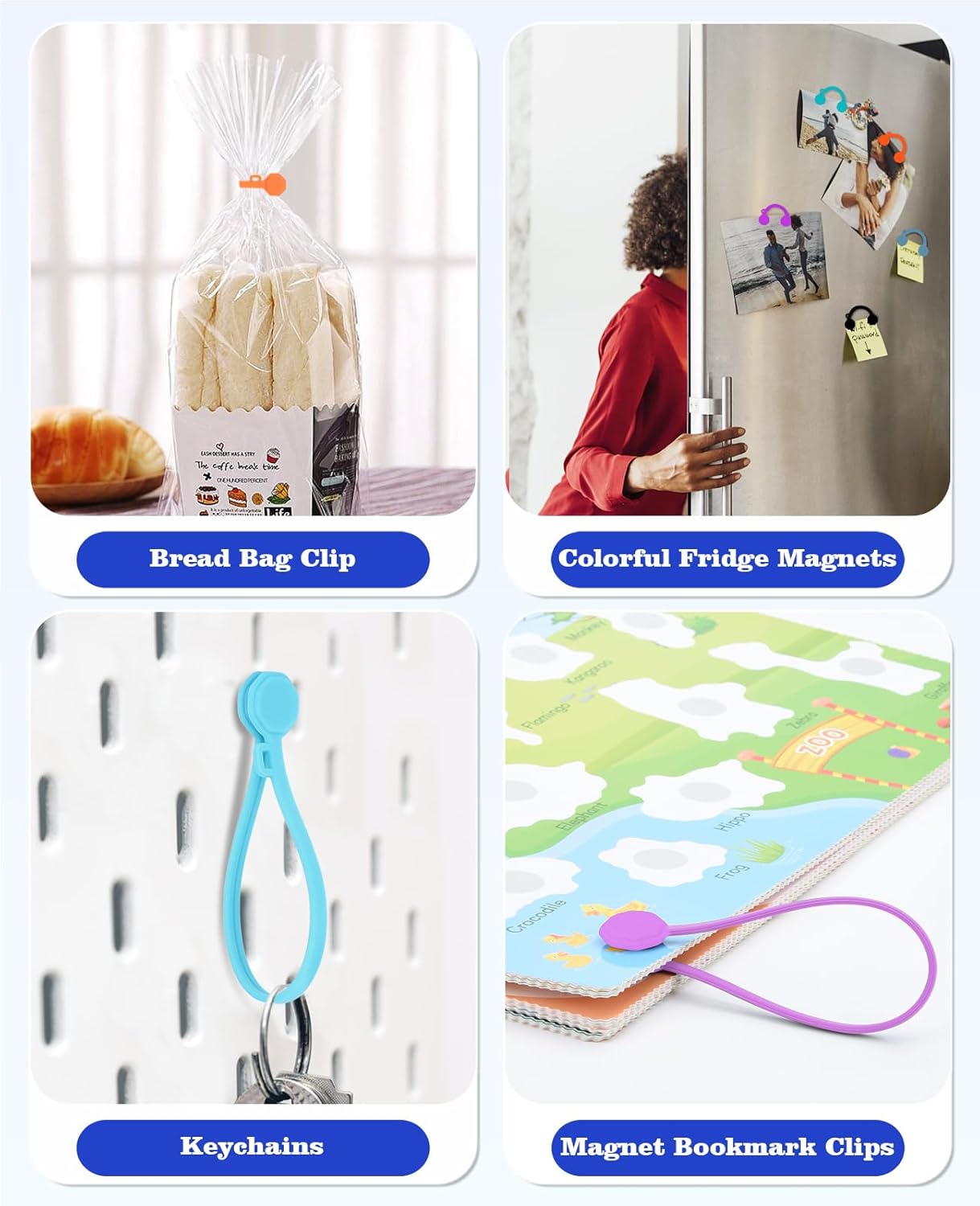 8PCS Silicone Magnetic Cable Ties & Clips, Cord Organizer [1S] Management Reusable Magnet Cable Organizer, Phone Cord Holder for Organizing, Bookmark Whiteboard Fridge Magnets etc