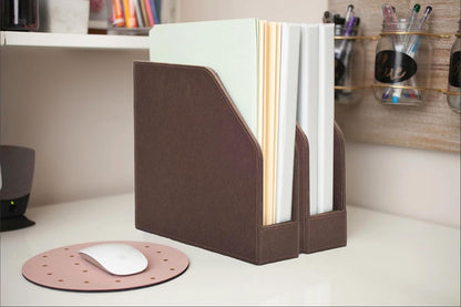 MobileVision Bamboo Vertical File Folder Holder & Office Product Organizer, Store Files, Magazines, Notepads, Books and more, 2 Pack Combo Set