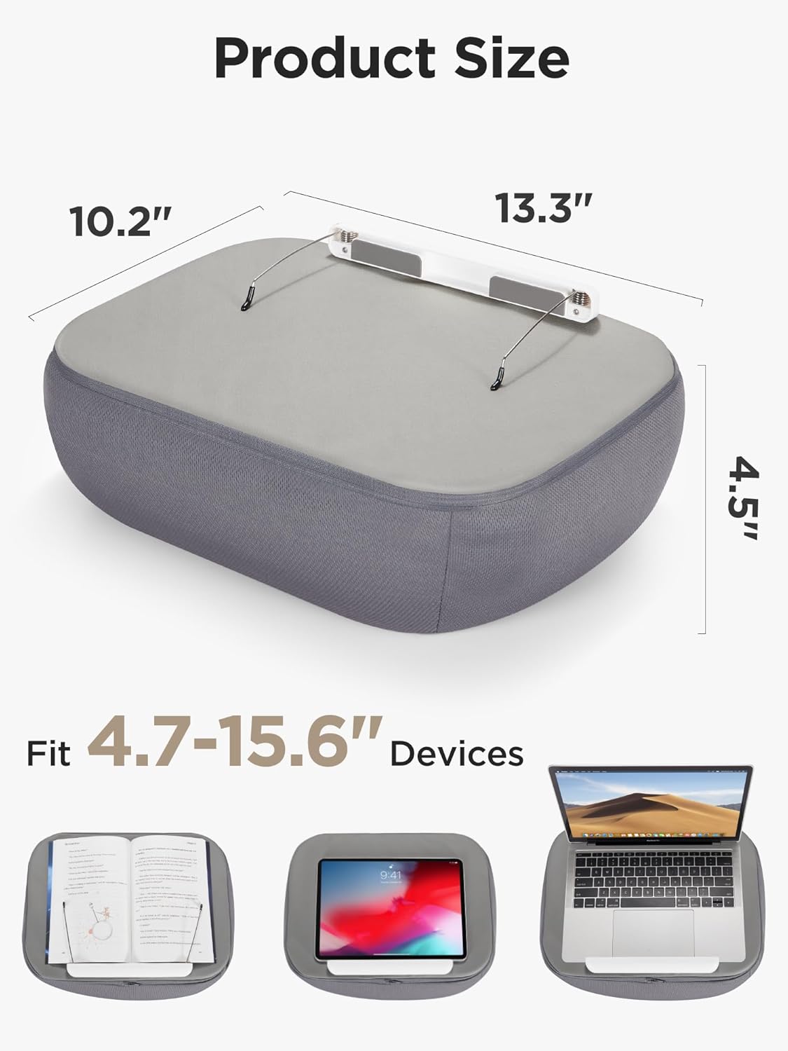 InnoGear Lap Beanbag Pillow Stands Book Holder, Hands-Free Tablets Mount Holder Cozy for Reading in Bed Desktop Accessories for iPad Kindle Books E-Reader