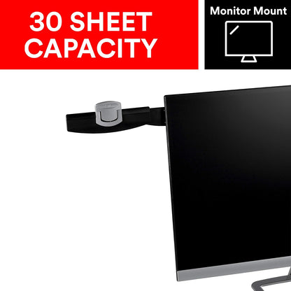 3M Monitor Mount Document Clip Copy Clip, Mounts Right or Left with Command™ Adhesive, Use on Monitors and Laptops for Easy Viewing and Reduced Clutter, Holds up to 30 Sheets, Black (DH240MB)