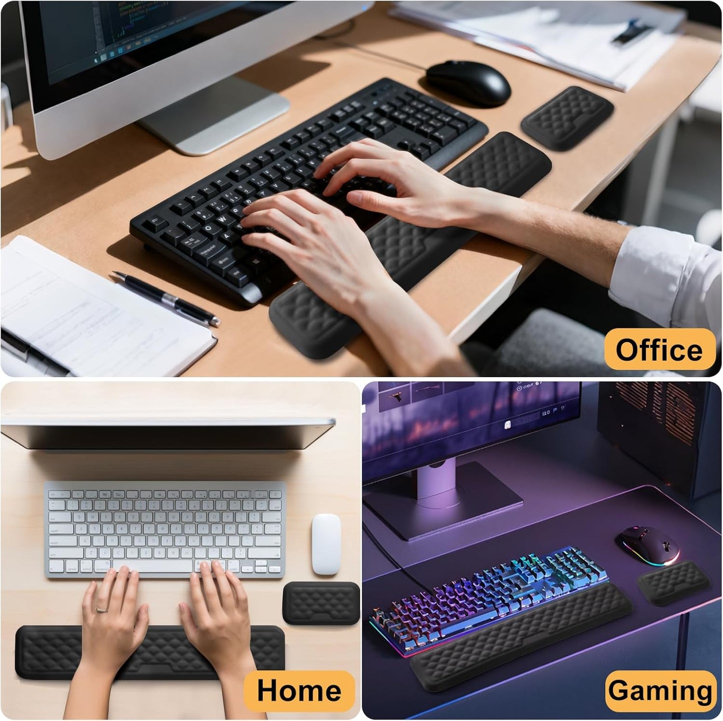 Keyboard Wrist Rest Mouse Wrist Support, Memory Foam Wrist Rest Pad for Computer Laptop, Ergonomic Wrist Cushion Support for Typing Pain Relief, Gaming Home Office, Pink