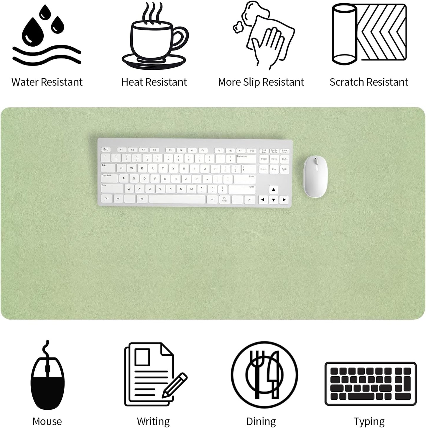 Bloss Leather Desk Pad and Keyboard Wrist Rest, Large Mouse Pad + Keyboard Pad+Mouse Wrist Support, Non-Slip Desk Mat Protector for Office, Home(31.5×15.7 Inches,Beige)