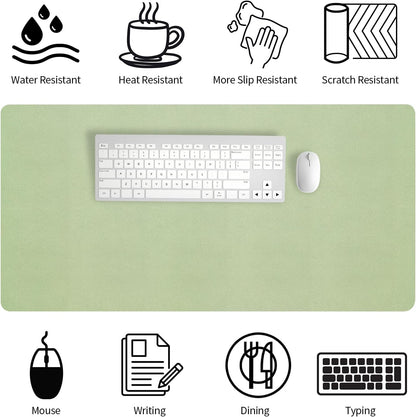 Bloss Leather Desk Pad and Keyboard Wrist Rest, Large Mouse Pad + Keyboard Pad+Mouse Wrist Support, Non-Slip Desk Mat Protector for Office, Home(31.5×15.7 Inches,Beige)
