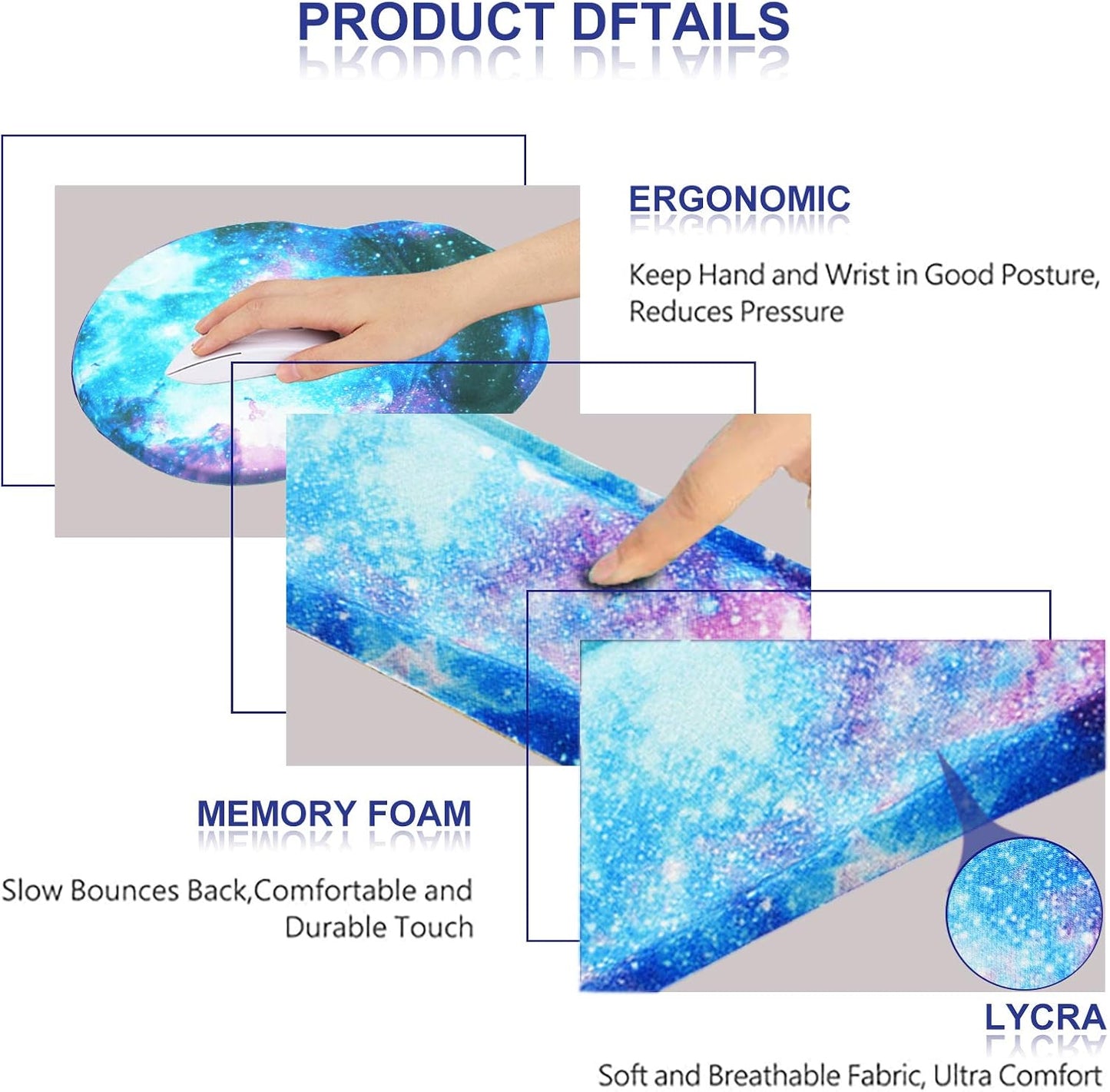 ArtSo Upgraded Wrist Rest Support for Mouse Pad & Keyboard, Ergonomic Gel Mousepad Non-Slip Rubber Base Home,Office Pain Relief, Easy Typing Cushion Neoprene, Soft Memory Foam, Purple Heart Butterfly