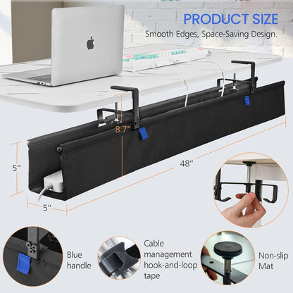 36" Under Desk Cable Management Tray- Clamp/Screw Mount Desk Cable Organizer Cable Tray Hiders for Office&Home