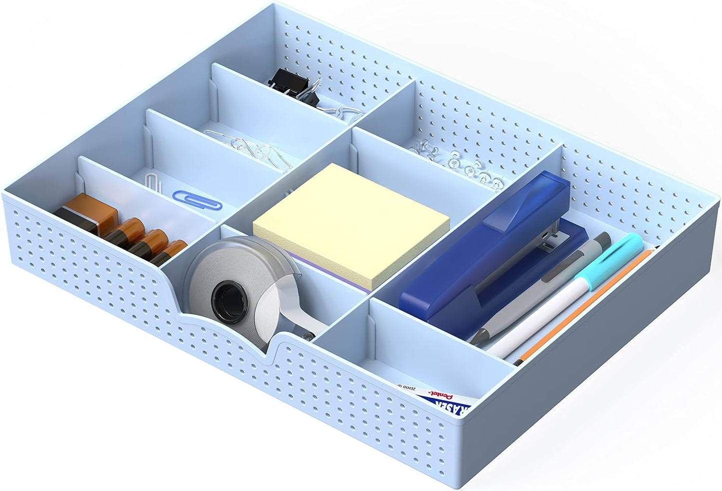 Simple Houseware Drawer Organizer Tray with 9 Adjustable Compartments, Clear