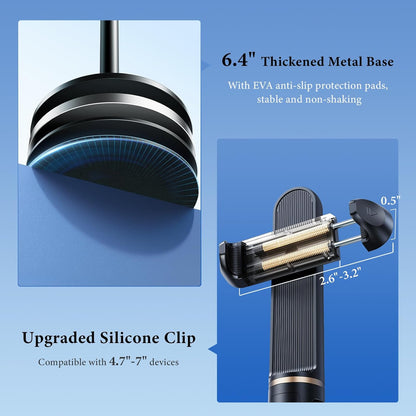 Angle Height Adjustable Magnetic Phone Stand for Desk [10"-25"] - Retractable Cell Phone Holder for Video Recording Cooking Excising Working -Aluminum iPhone 17 16 15 14 Pro Max Air Stand