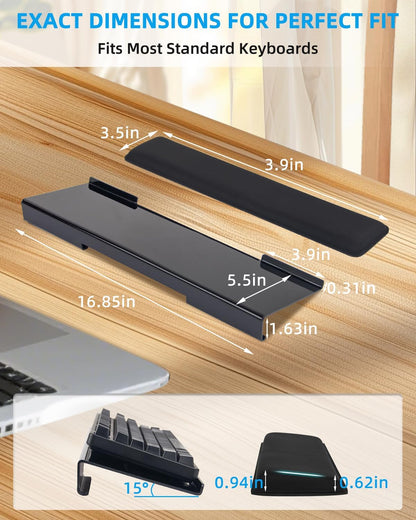 Keyboard Stand with Wrist Rest - Comfortable Wrist Pad for Easy Typing, Keyboard Tray for Office, Home, School (Fits Most Standard Keyboards)