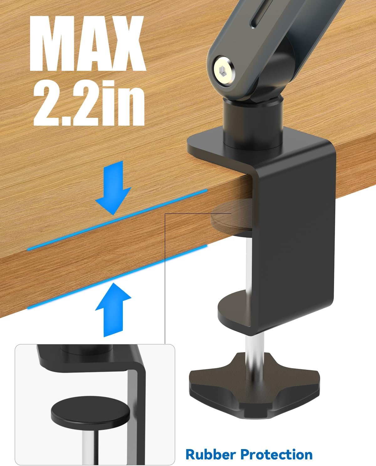 Desk Clamp Acrylic Book Stand for Reading, Ergonomic Design Adjustable Height up to 20 inches with Rotating Bases Cookbook Stand, Suitable for Recipe, Sheet Music, Tablet(Gray)