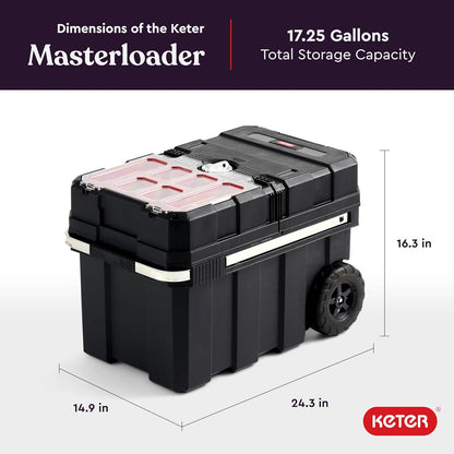 Keter Stack-n-Roll Two Drawer Tool Box for Small Parts and Power Tool Accessories, Fits Keter Modular Tool Storage System