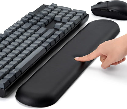 PU Leather Keyboard Wrist Rest, Ergonomic Memory Foam Wrist Support for Pain Relief, Waterproof & Easy to Clean Hand Rest Pad for Office, Gaming & Mechanical Keyboards (Classic Black)