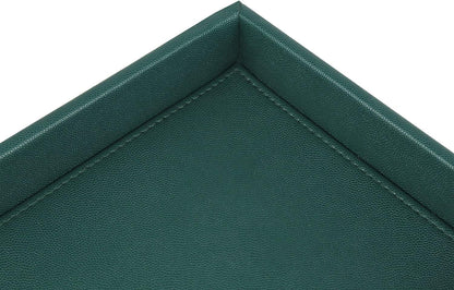 HofferRuffer Faux Leather Vanity Tray, Elegant Desktop Storage Organizer, Decorative Catchall for Perfume, Bathroom Valet, Nightstand or Dresser, Black, 10.2 x 8.4 x 1.8 Inches