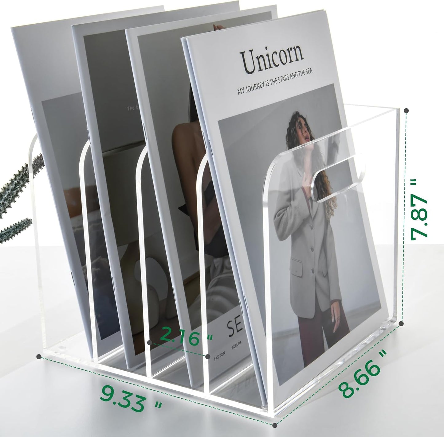 Clear Acrylic Organizers - 5 Vertical Compartments Acrylic Folder Organizer & File Organizer, Desk Document Storage Bins for Magazines, Binders - Multipurpose Home Office Desk Organizer