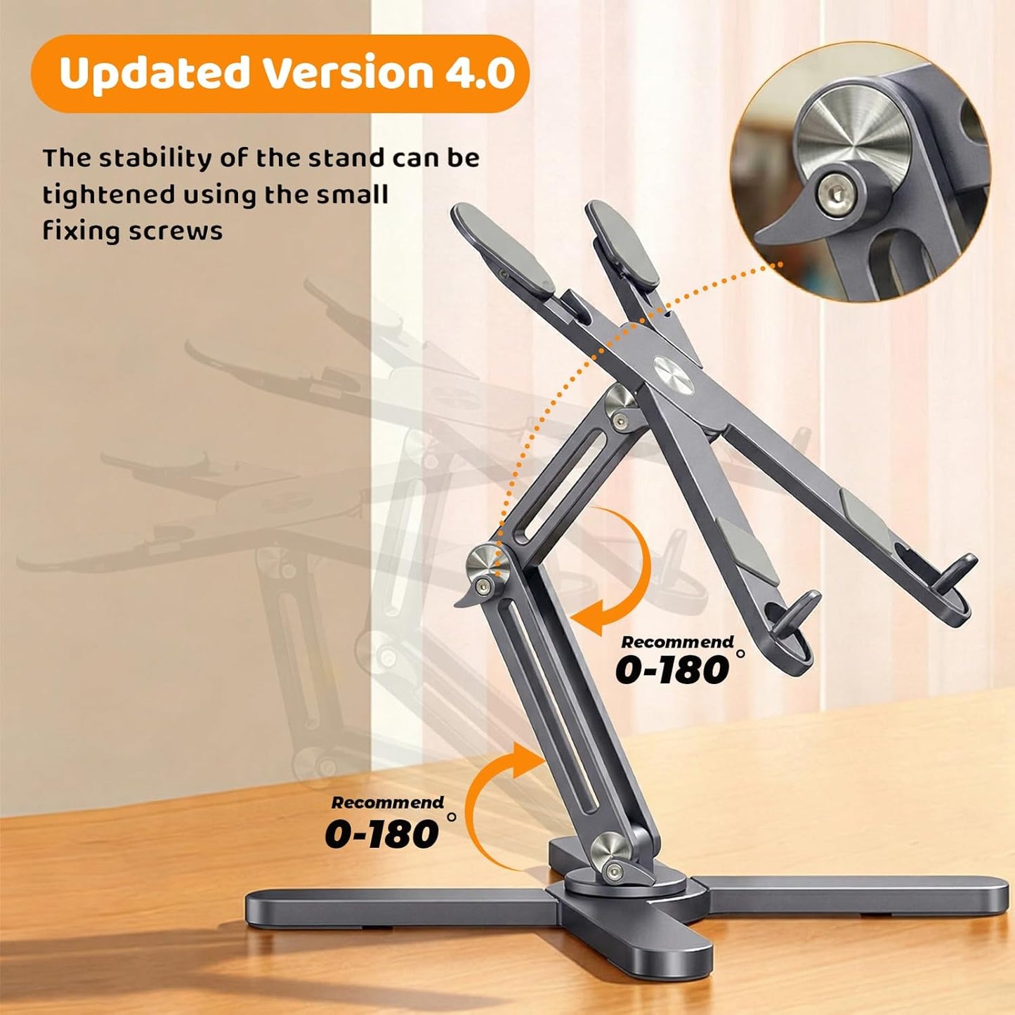 Moallia Laptop Stand with 360 Rotating Base, Computer Notebook Laptop Riser Metal Holder for Desk Collaborative Work, Fully Foldable for Easy Storage, Fits All MacBook, Laptops up to 16 inches