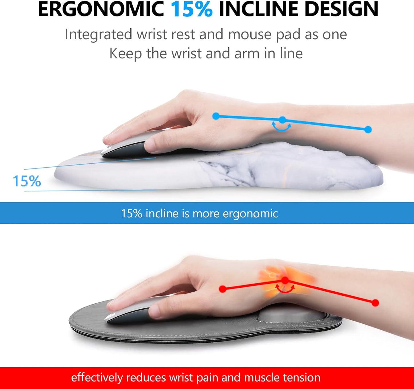 Mouse Pad Wrist Support, Laokiiy 2 in1 Keyboard Wrist Rest+ Ergonomic Mouse Pad, Non-Slip Wrist Rest for Computer Keyboard, Made Easy Typing & Relieve Wrist Pain（Banana Leaf Green）