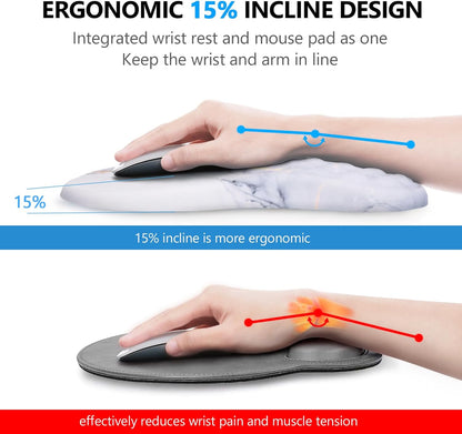 Mouse Pad Wrist Support, Laokiiy 2 in1 Keyboard Wrist Rest+ Ergonomic Mouse Pad, Non-Slip Wrist Rest for Computer Keyboard, Made Easy Typing & Relieve Wrist Pain（Banana Leaf Green）