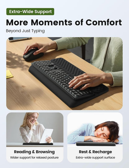 Vaydeer Wrist Rest with Keyboard Stand, Computer Wrist Support Pad, Ergonomic Keyboard Riser Holder Lifter Tray with Wrist Pad, Soft Memory Foam Desk Cushion, Palm Hand Typing for Office Home School