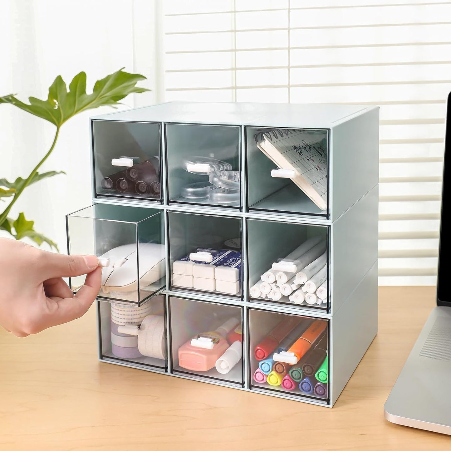MILULUGO Plastic 3 Drawer Organizer for Cosmetic Storage, Desk Organizer, Makeup Organizer for nail polish, Lipstick, Brushes, Jewelry, Skincare, Bathroom Organization Boxes - White