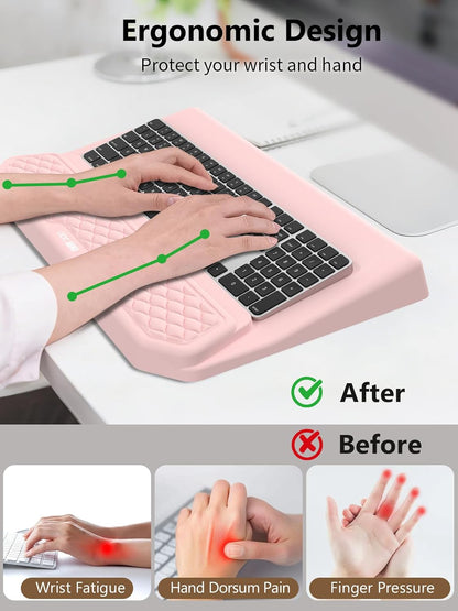 2-in-1 Ergonomic Keyboard Stand with Wrist Rest, Comfy Keyboard Riser Holder with Massage Design, Black