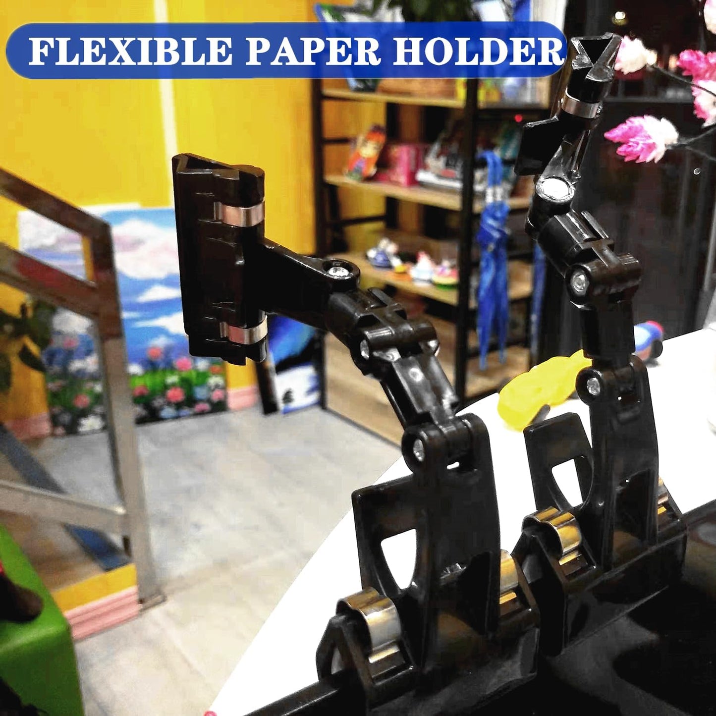 Office Paper Holder - Adjustable Document Clip, 2 Pack (Black) Document Holder for Monitor - Adjustable Copy Holder
