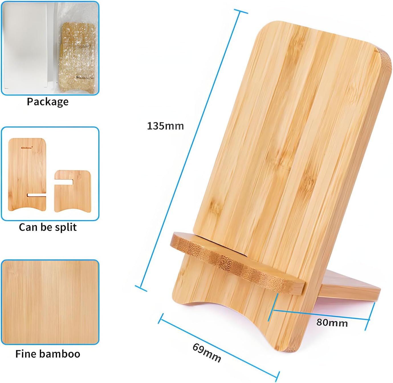 Solid Wood Phone Stand, Desktop Wooden Phone Stand, Simple Phone Holder, Compatible with All Phones (Walnut Wood)