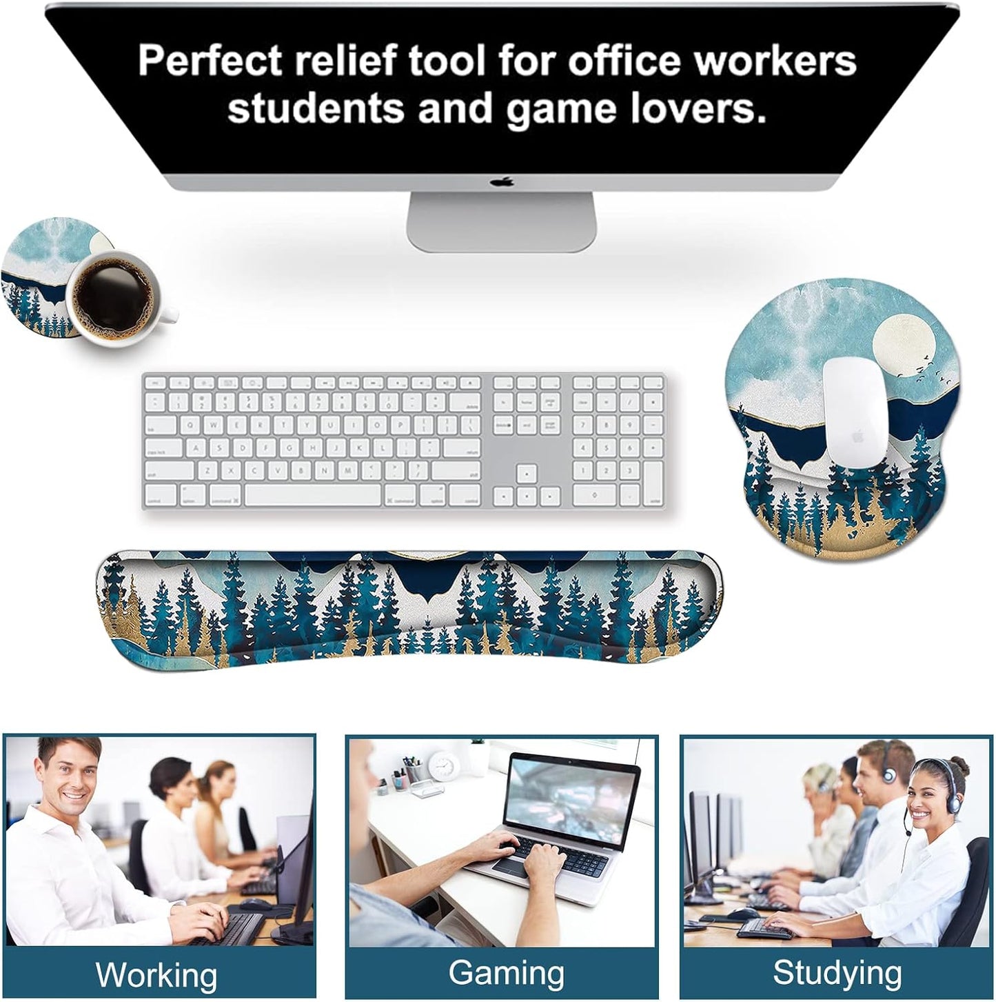 ArtSo Upgraded Wrist Rest Support for Mouse Pad & Keyboard, Ergonomic Gel Mousepad Non-Slip Rubber Base Home,Office Pain Relief, Easy Typing Cushion Neoprene, Soft Memory Foam, Purple Heart Butterfly