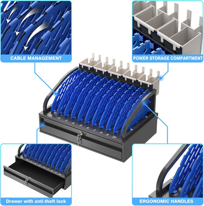 POCHAR 8-Device Universal Charging Station for Laptops & Chromebooks – Classroom Organization for iPads, Tablets & More, Ideal for Schools & Offices