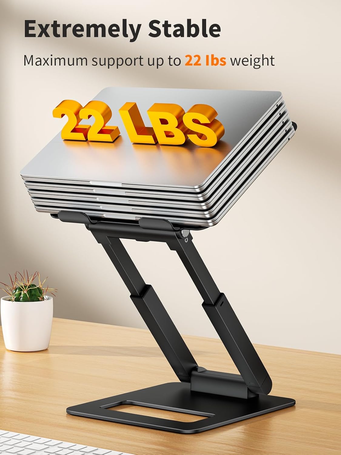 tounee Laptop Stand for Desk Adjustable Height, Telescopic Computer Stand with Pull Out Design Ergonomic Laptop Riser Fits All Laptops 10-17"-Silver