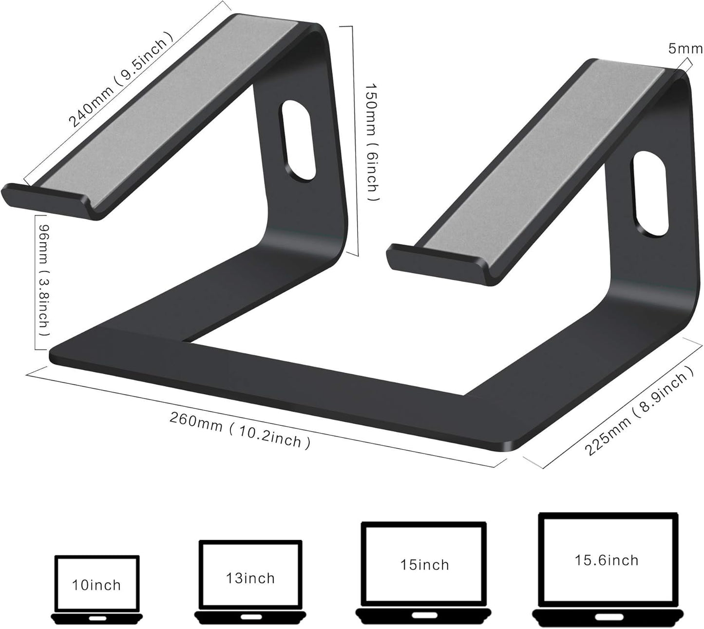 Orionstar Ergonomic Laptop Stand, Premium 5mm Aluminum Riser for 10-15.6 Inch Notebook Computer, Tool-Free Detachable Elevator Holder for Desk Office, Sturdy Riser for Eye-Level Neck Relief (Gold)