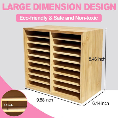 126 Bamboo Marker Organizer, Desktop Storage Hold 126 Markers, 18 Compartments Marker Storage for Home, Classroom, Office, Pen Pencil Holder Desk Art Supply Organizer