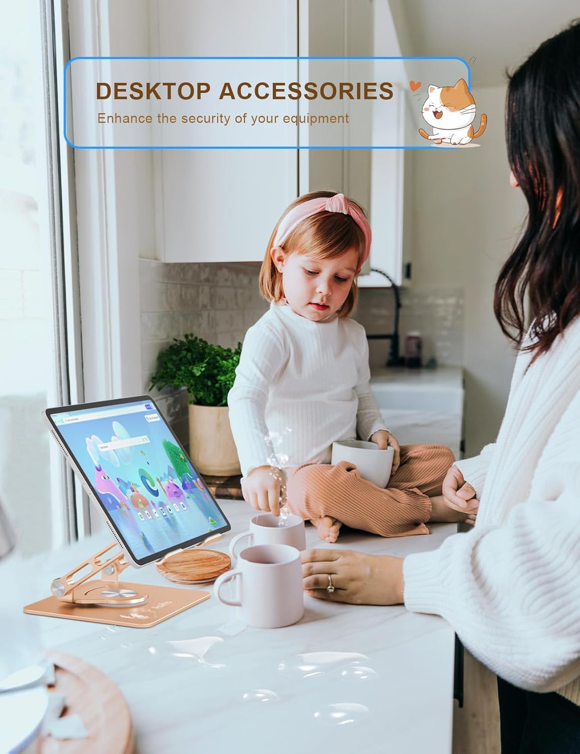 Aoviho Tablet Stand 360° Rotating Aluminum Holder - Adjustable, Portable & Foldable Monitors Stand for iPads, Compatible with 4-13.3" Tablets, Purple